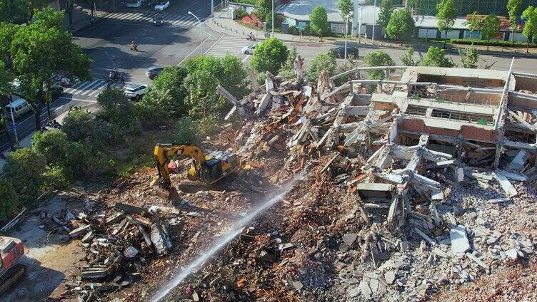 航拍城市建设旧城拆除拆迁