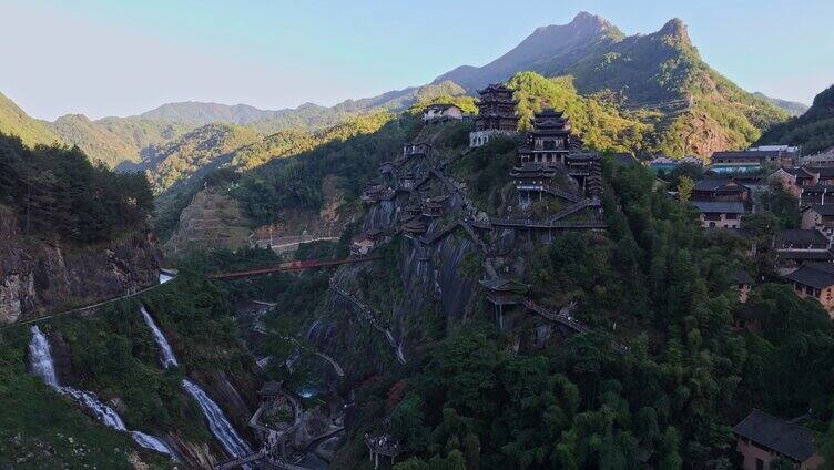 航拍江西上饶市望仙谷旅游度假区仙侠世界