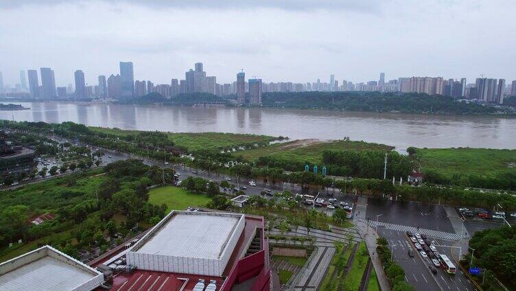 长沙湘江夏季雨季汛期涨水