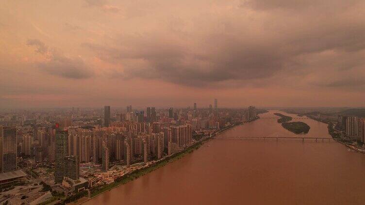 美丽长沙湘江新区城市夕阳