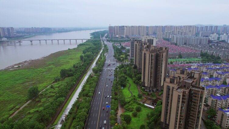 雨后的长沙潇湘中路航拍