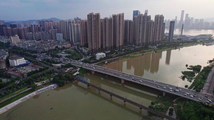 鸟瞰浏阳河大桥-浏阳河铁路桥