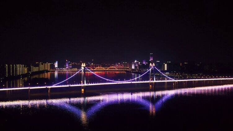 漂亮的湘江三汊矶大桥夜景-城市夜景