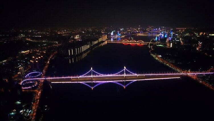 长沙湘江两岸星城万家灯火城市夜景