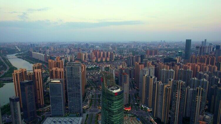 长沙湘江两岸城市夜景全景-三汊矶大桥