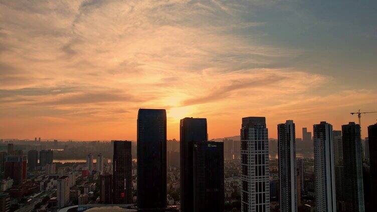 长沙城市夕阳-富兴时代建筑日落