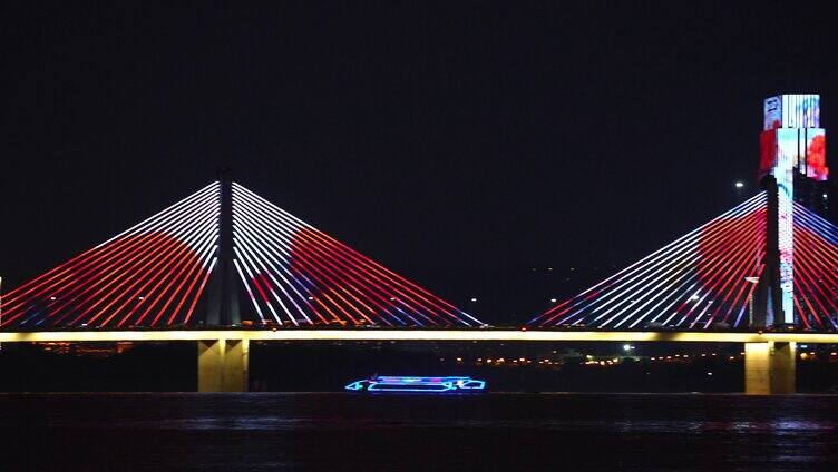 桥梁跨江大桥夜景