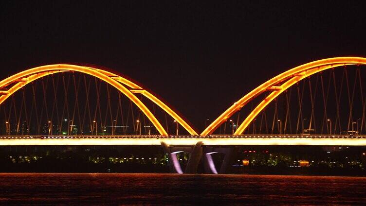 唯美长沙湘江福元路大桥城市夜景