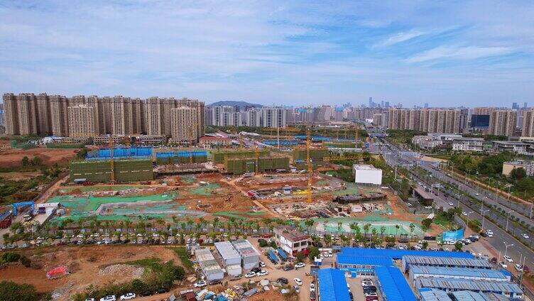 中国城市发展城市建设建筑工地施工航拍