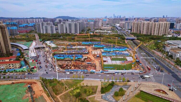中国城市发展城市建设建筑工地施工航拍