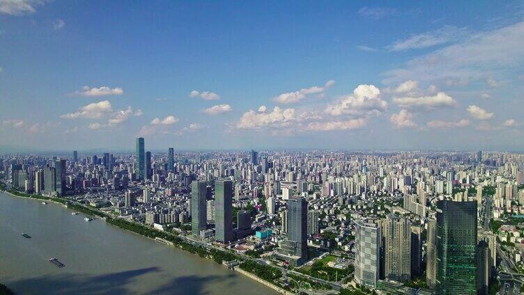 航拍长沙湘江新区滨江新城现代都市