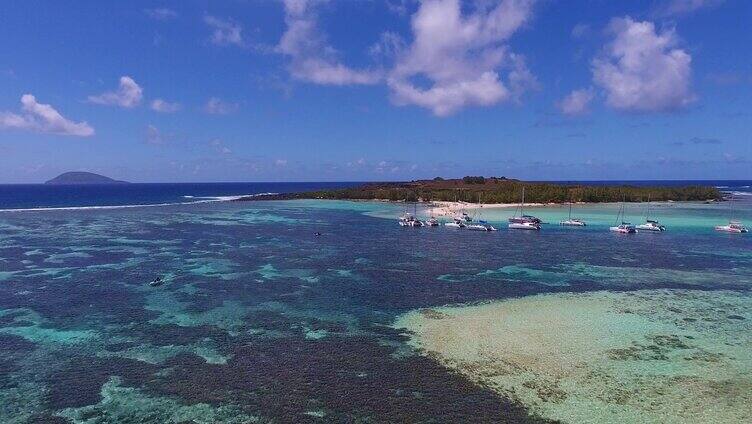 航拍碧海蓝天珊瑚海风光