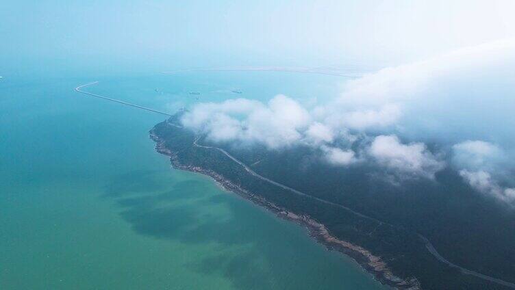 4K航拍大海风景连云港4A景区连岛景区