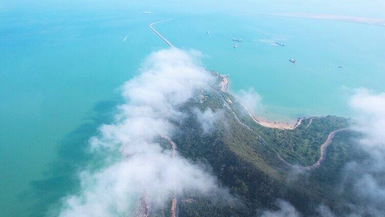 4K航拍大海风景连云港4A景区连岛景区