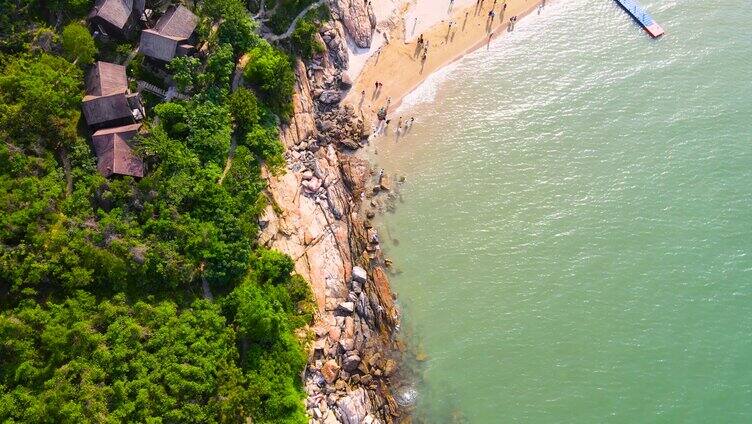 4K连云港连岛景区礁石海岸线航拍