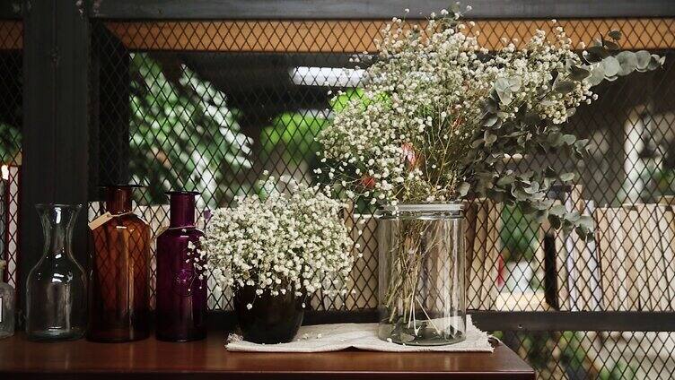 花艺花瓶满天星插花摆件玻璃华丽干花永生花