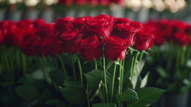 浪漫情人节玫瑰花和情侣