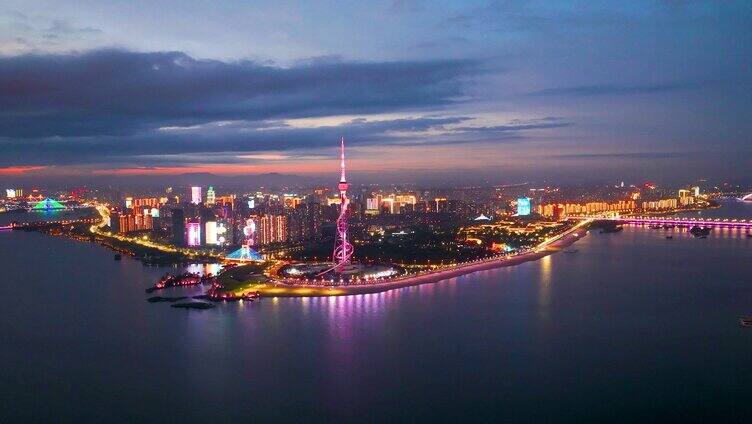 临沂电视塔夜景 临沂地标 城市夜景延时