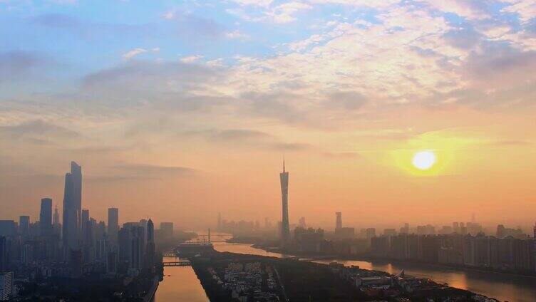 广州延时航拍精选夕阳