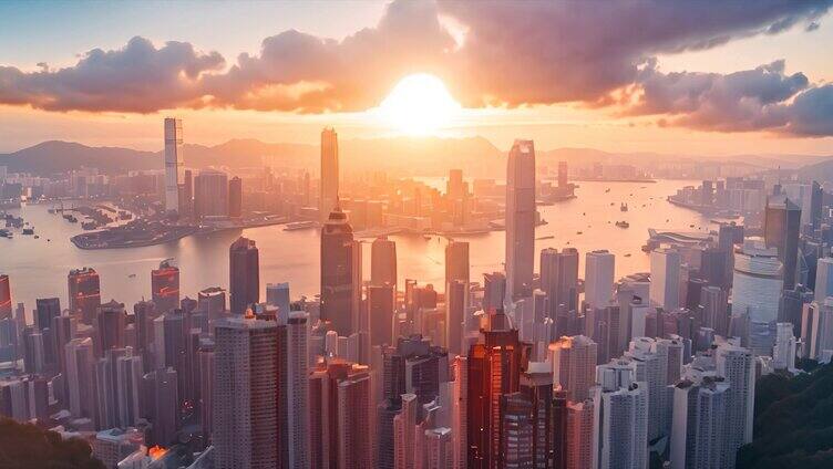 香港城市风景航拍延时夜景大湾区宣传片地标