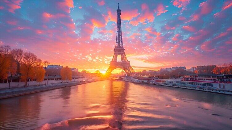 法国巴黎铁塔城市风景风光ai素材原创异国