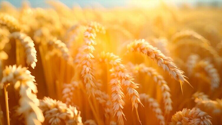 唯美金色麦田麦穗丰收ai素材成熟小麦农业