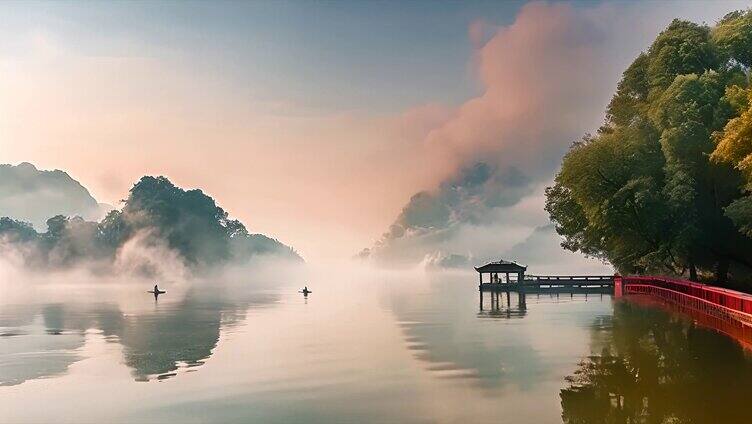 浙江杭州西湖航拍美景风景风光