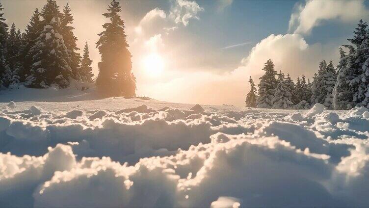 冬天雪花雪景下雪天冰晶雪花特写空镜头唯美