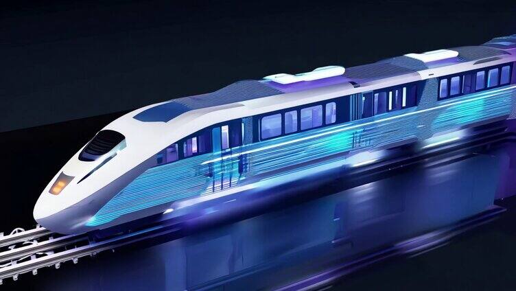 未来科技火车动车3D光粒子