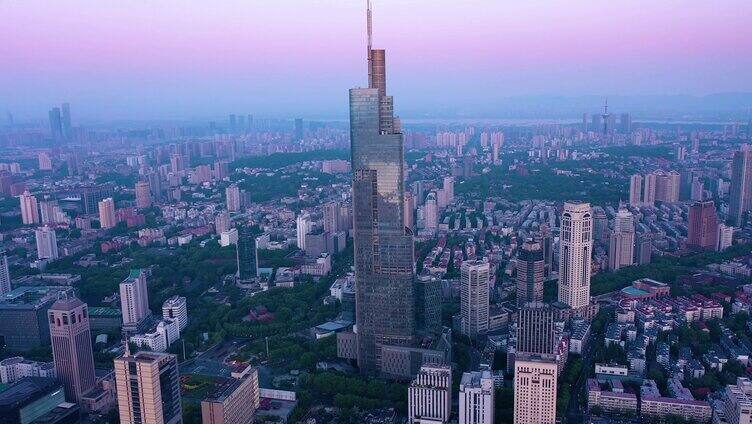 4K航拍南京高楼大厦城市全景