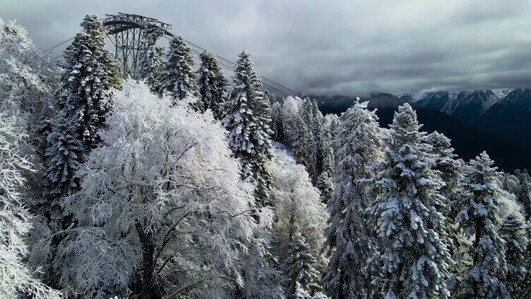 冬天索道雪景