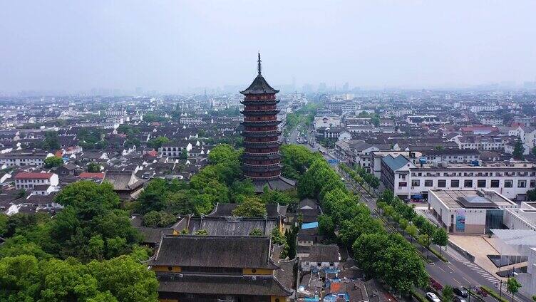 航拍苏州城市塔