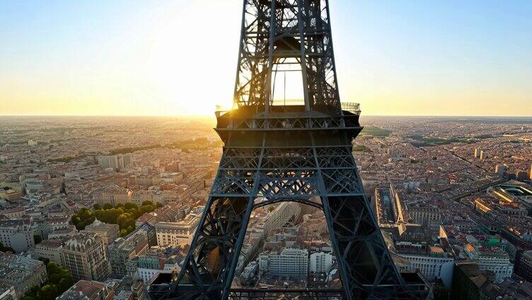 法国巴黎埃菲尔铁塔日转夜 夜转日延时