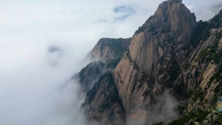 安徽黄山风景区云海航拍延时摄影风景视频素