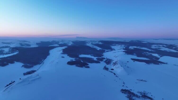 航拍内蒙古冬季丘陵雪原风光