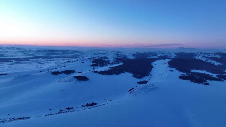 航拍内蒙古冬季丘陵雪原风光