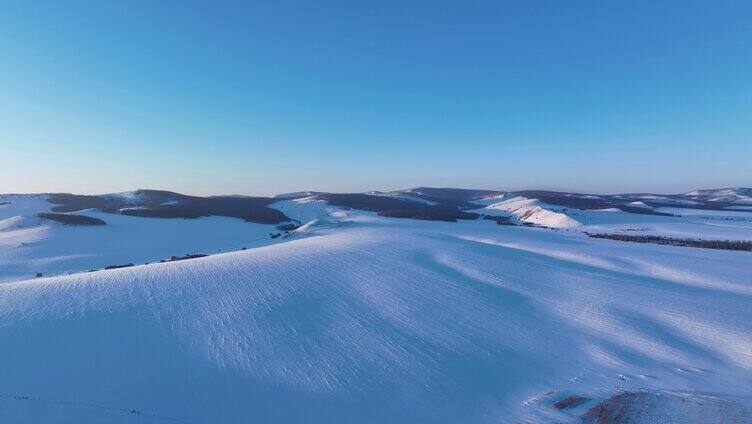 航拍内蒙古冬季丘陵雪原风光