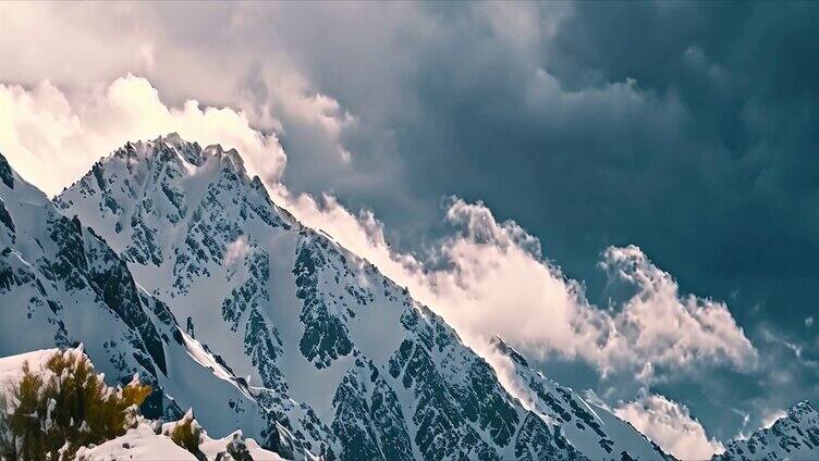 日出雪山山峰山脉云海唯美风景风光