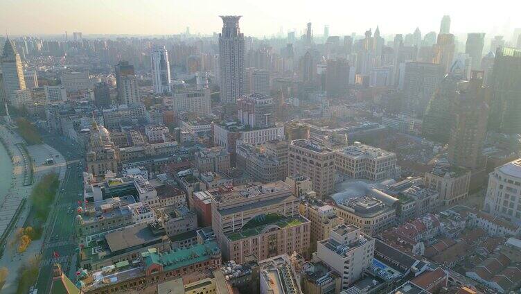 上海外滩黄浦区城市风景视频素材航拍