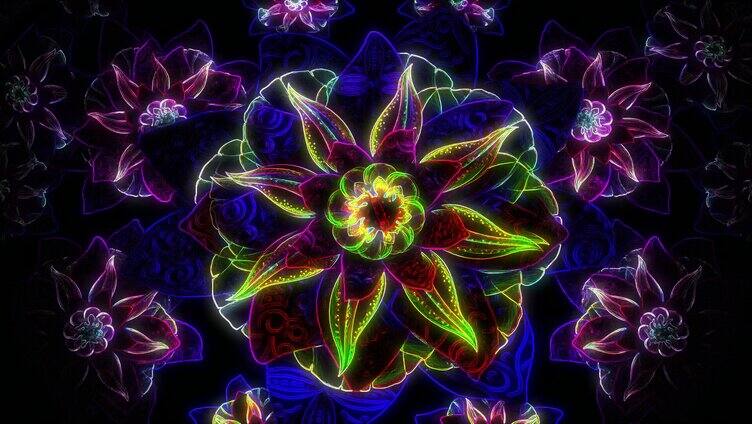 抽象光影万花筒花纹花朵