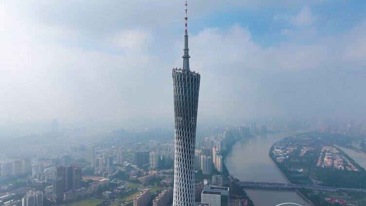 广州海珠区广州塔小蛮腰航拍广东城市地标风