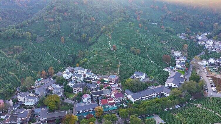 夕阳西下大山森林唯美航拍风景大自然风光杭