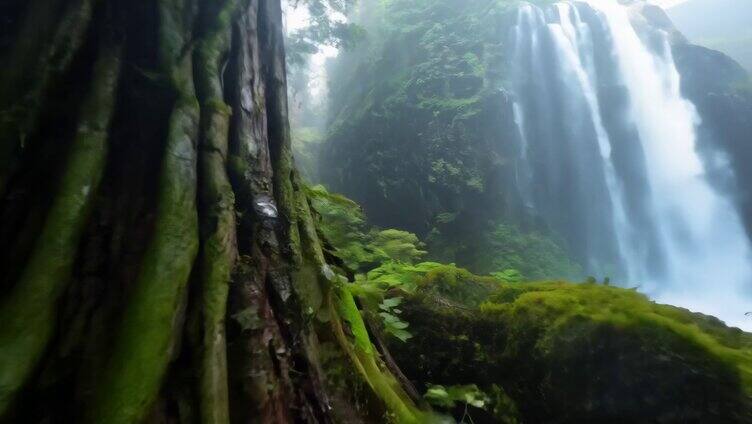 震撼唯美高山瀑布