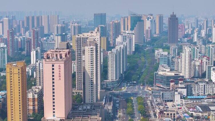 江苏常州市新北区航拍高楼大厦城市市区市中