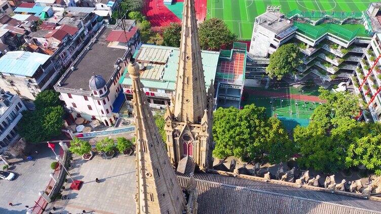 广州越秀区石室圣心大教堂航拍天主教教堂广