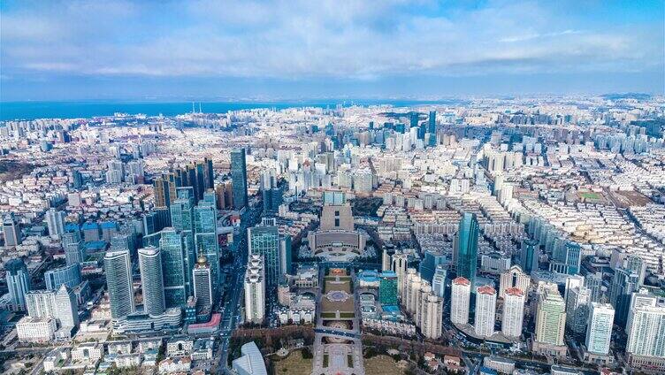 航拍延时-23年青岛海岸线城市大景