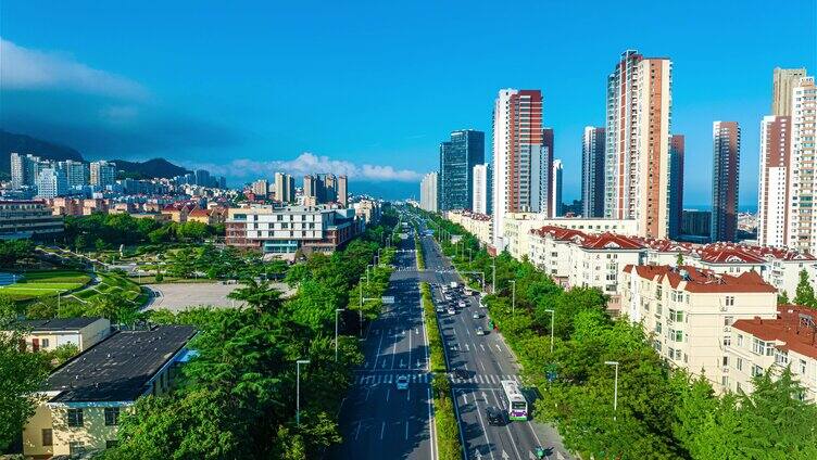 航拍延时-青岛沿海公路