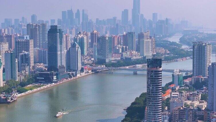 广州海珠区珠江航拍城市高楼大厦摩天大楼城