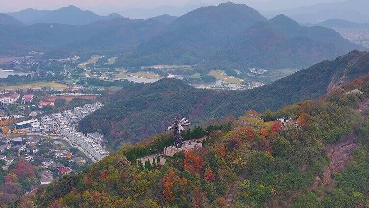 浙江绍兴会稽山大禹陵景区航拍越城区风景大