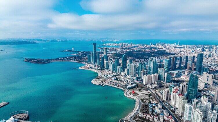 航拍延时-23年青岛海岸线城市大景